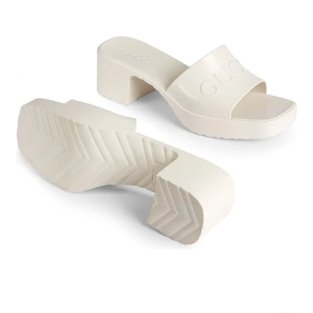 Rubber Logo Platform Slide Sandal